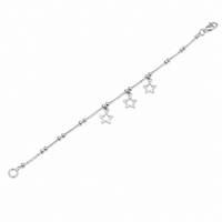 Clearance - High Polish 925 Silver Box & Bead Star Bracelet- SPB00040