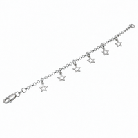 Clearance - High Polish 925 Silver Multi Cutout Star Charm Bracelet- SPB00041