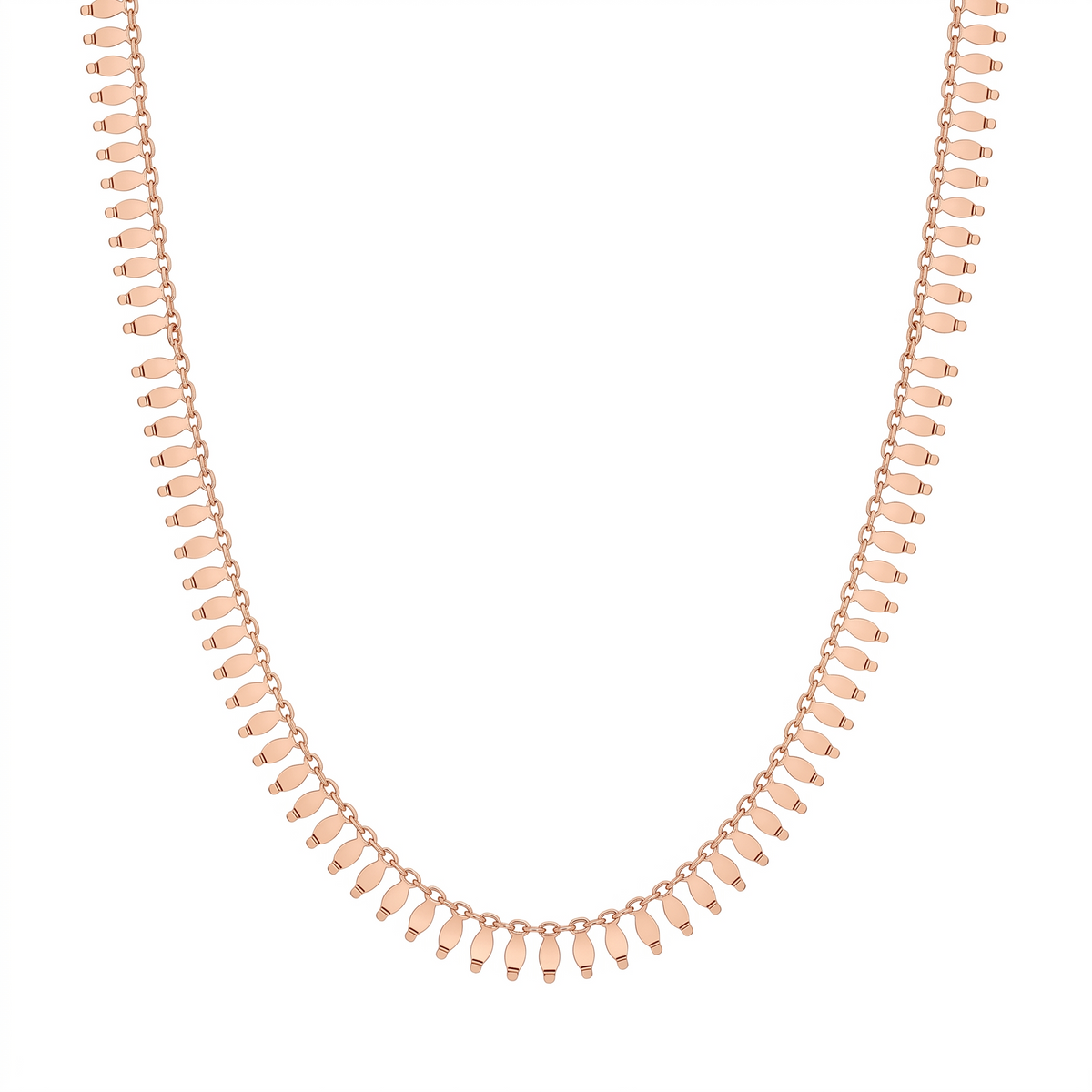 Rose Gold Plated 925 Sterling Silver Dainty Italian Frill Necklace - SPN00042RGP