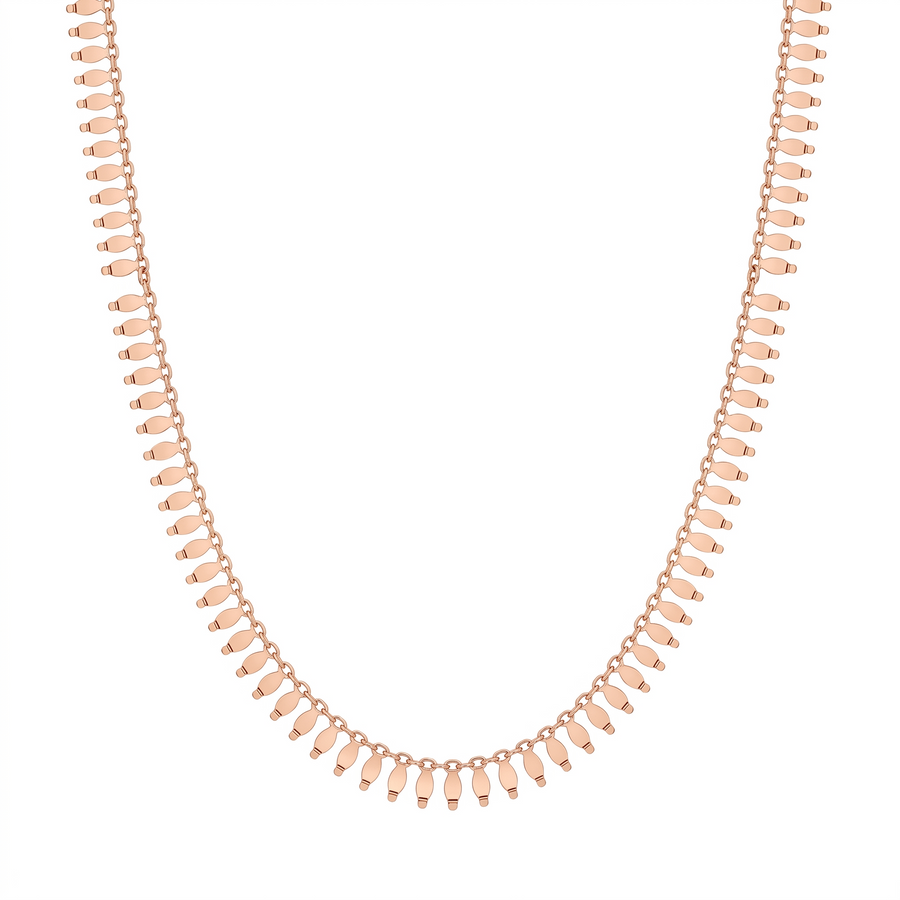 Rose Gold Plated 925 Sterling Silver Dainty Italian Frill Necklace - SPN00042RGP