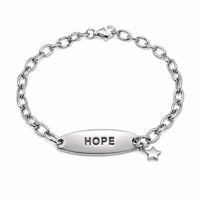 Clearance - Rhodium Plated 925 Sterling Silver Hope Star Charm Bracelet - STB00319