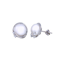 Rhodium Plated 925 Sterling Silver Fresh Water Pearl Earring - STE01304