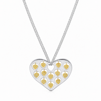Clearance-Two-Tone 925 Sterling Silver Multi Cut Out Heart Pendant Necklace - STP00176