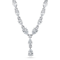 Rhodium Plated 925 Sterling Silver CZ Chunky Tear Drop Bridal Necklace- STP01850