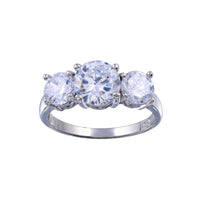 Rhodium Plated 925 Sterling Silver 3 CZ Bridal Ring - STR00781