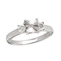Rhodium Plated 925 Sterling Silver Square Diamond Cut Past Present Future Ring - STR01082