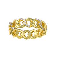 Gold Plated 925 Sterling Silver Curb Design Link Ring 5.8mm - STR01129GP
