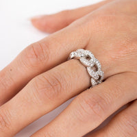 Rhodium Plated 925 Sterling Silver Curb Design Link Ring 7.3mm - STR01131RH
