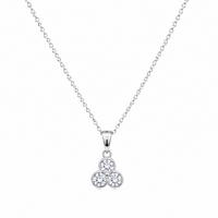 Rhodium Plated 925 Silver Trefoil CZ Stud Earring and Necklace Set - STS00013