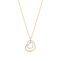 Clearance-Gold Plated 925 Sterling Silver Double Heart Dangle CZ Sets - STS00138
