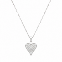 Rhodium Plated 925 Sterling Silver Heart CZ Stud Earring and Necklace Set - STS00164