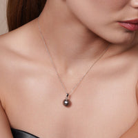 Silver 925 Rhodium Plated Grey Fresh Water Pearl Dangling Set - STS00458