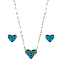 Rhodium Plated 925 Sterling Silver Blue Heart Cluster Set - STS00538-BLU