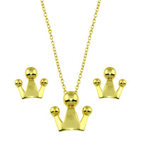 Gold Plated 925 Sterling Silver Crown Set - STS00539-GP