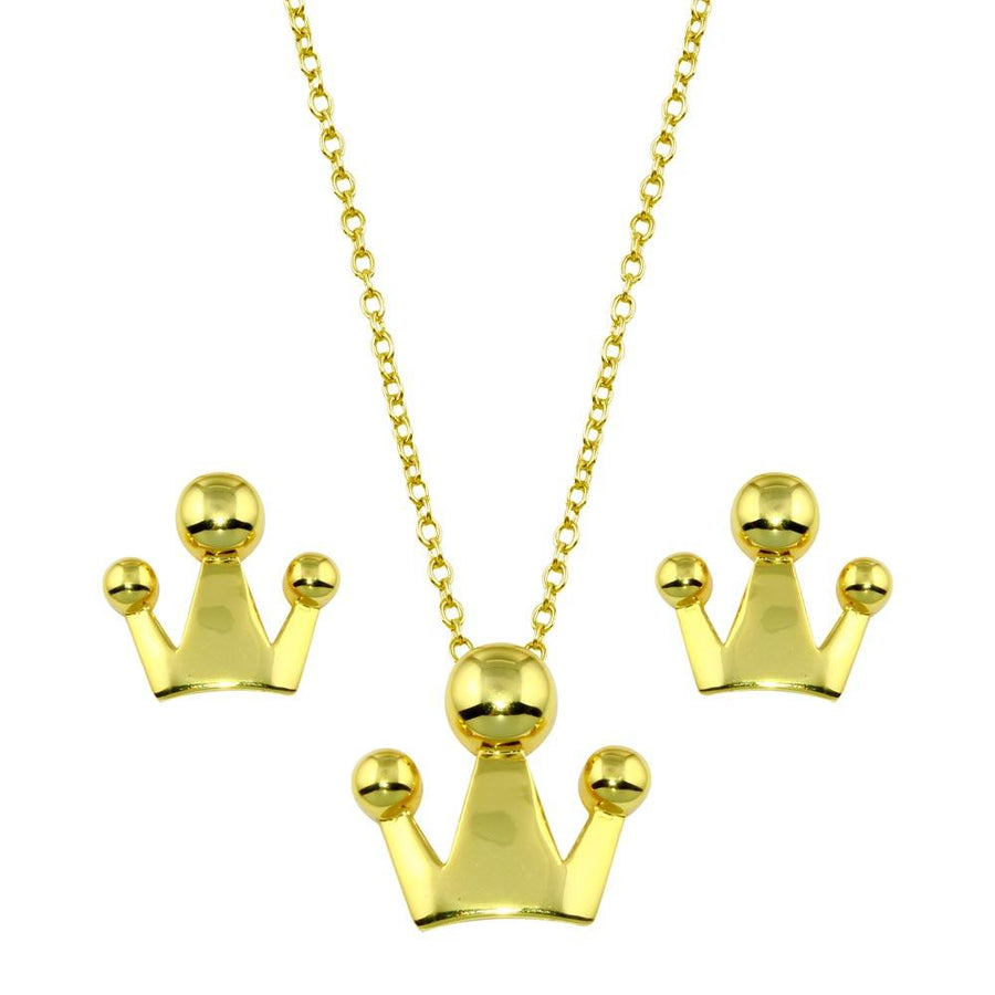 Gold Plated 925 Sterling Silver Crown Set - STS00539-GP