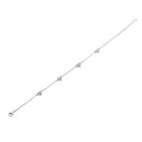 Rhodium Plated 925 Sterling Silver Multi Heart Clear CZ Adjustable Bracelet - TGB00001