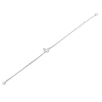 Rhodium Plated 925 Sterling Silver 10mm x 7mm Butterfly Double Strand Adjustable Bracelet - TGB00003