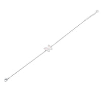 Rhodium Plated 925 Sterling Silver Mother of Pearl Butterfly 12.5mm x 11mm Adjustable Bracelet - TGB00005MP