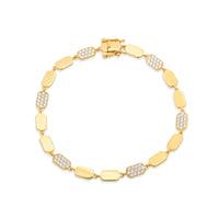 925 Sterling Silver Alternating Oval CZ Link 4.4mm Bracelet - TGB00008
