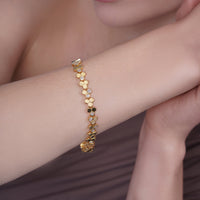 Gold Plated 925 Sterling Silver Honeycomb Hex Link 7mm Bracelet - TGB00009GP
