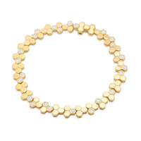 Gold Plated 925 Sterling Silver Honeycomb Hex Link 7mm Bracelet - TGB00009GP