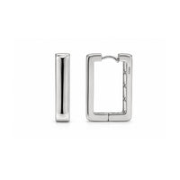 Rhodium Plated 925 Sterling Silver Square Hoop Earrings - TGE00039