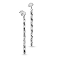 925 Sterling Silver Silver Diamond Cut Dangling Earrings - ARE00036RH | ARE00036GP