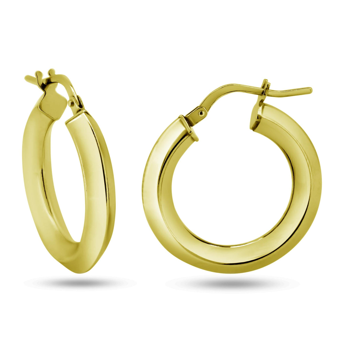 925 Sterling Silver Silver Chisel Design Hoop Earrings - ARE00039RH | ARE00039GP