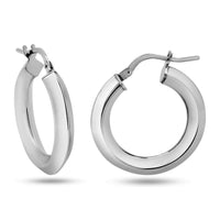 925 Sterling Silver Silver Chisel Design Hoop Earrings - ARE00039RH | ARE00039GP