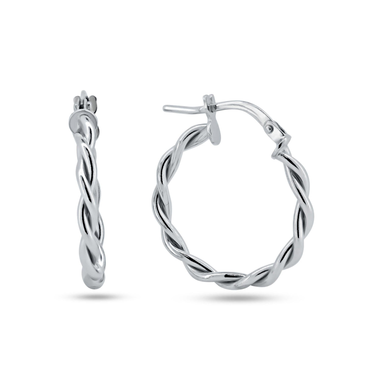 925 Sterling Silver Silver Twisted Hoop Earrings - ARE00040RH | ARE00040GP