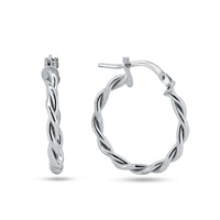 925 Sterling Silver Silver Twisted Hoop Earrings - ARE00040RH | ARE00040GP