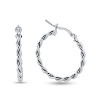 925 Sterling Silver Silver Twisted Hoop Earrings - ARE00040RH | ARE00040GP
