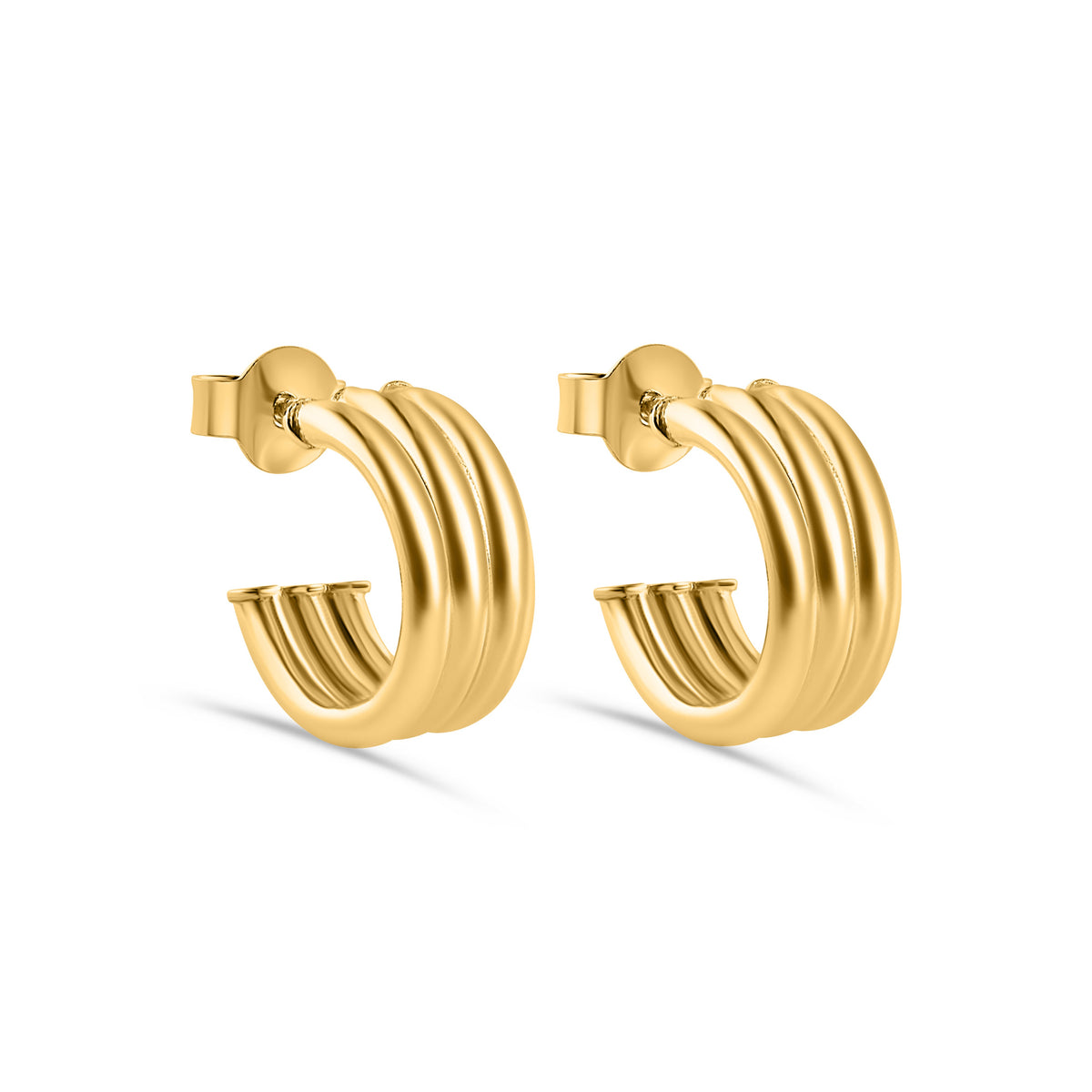925 Sterling Silver Silver Triple Semi Hoop Stud Earrings - ARE00044RH | ARE00044GP