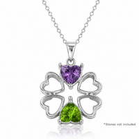 Rhodium Plated 925 Silver Multi Heart Petal Flower Mounting Necklace - BGP00785 | BGP00786 | BGP00787