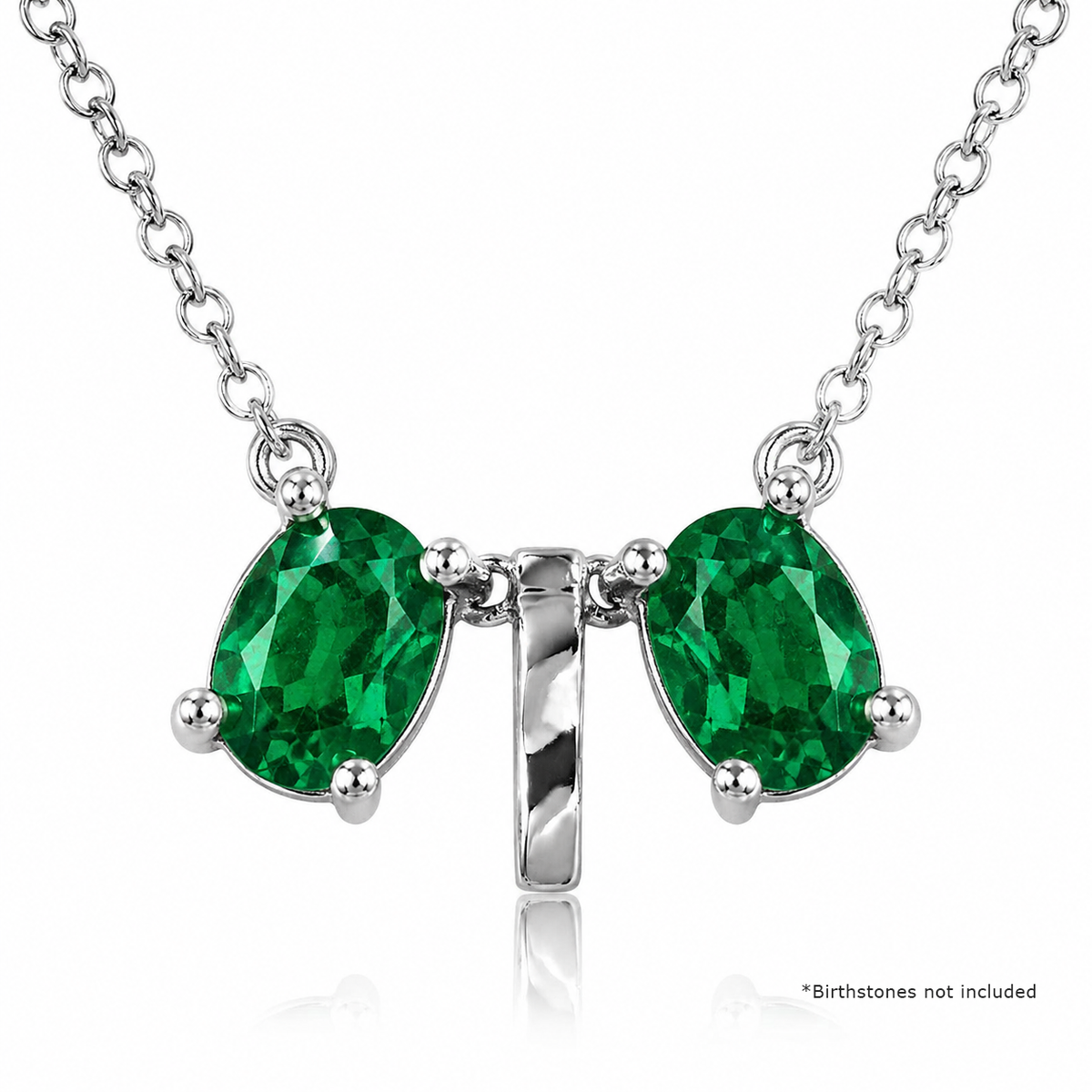Rhodium Plated 925 Silver Multi Oval & Bar Mounting Necklace - BGP01008 | BGP01011 | BGP01014