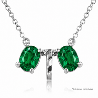Rhodium Plated 925 Silver Multi Oval & Bar Mounting Necklace - BGP01008 | BGP01011 | BGP01014