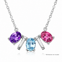 Rhodium Plated 925 Silver Multi Oval & Bar Mounting Necklace - BGP01008 | BGP01011 | BGP01014