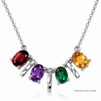Rhodium Plated 925 Silver Multi Oval & Bar Mounting Necklace - BGP01008 | BGP01011 | BGP01014