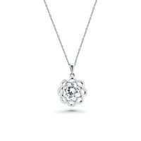 Rhodium Plated 925 Sterling Silver Clear Flower CZ Stud Earring and Necklace Set - BGS00248