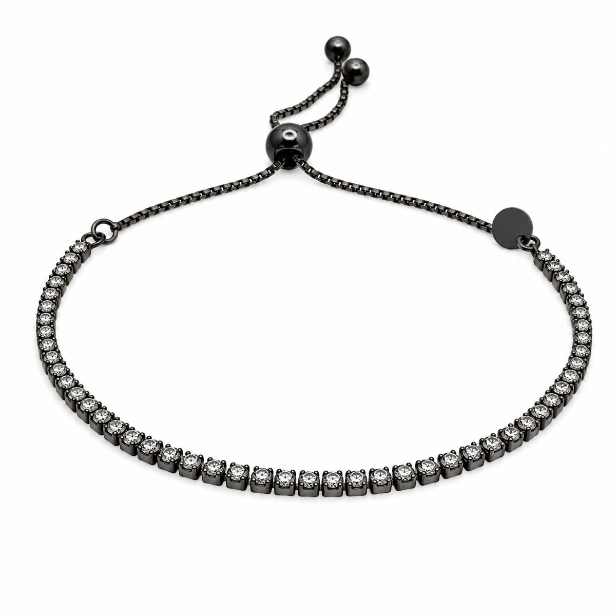 925 Sterling Silver Adjustable CZ Italian Lariat Bracelet - ECB00100