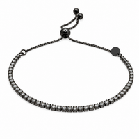 925 Sterling Silver Adjustable CZ Italian Lariat Bracelet - ECB00100