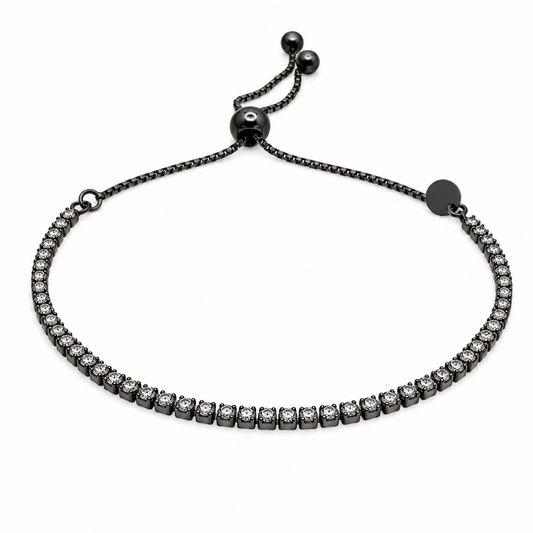 925 Sterling Silver Adjustable CZ Italian Lariat Bracelet - ECB00100