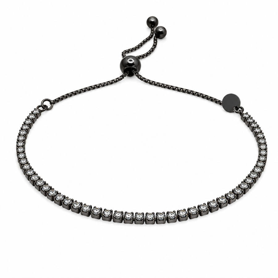 925 Sterling Silver Adjustable CZ Italian Lariat Bracelet - ECB00100