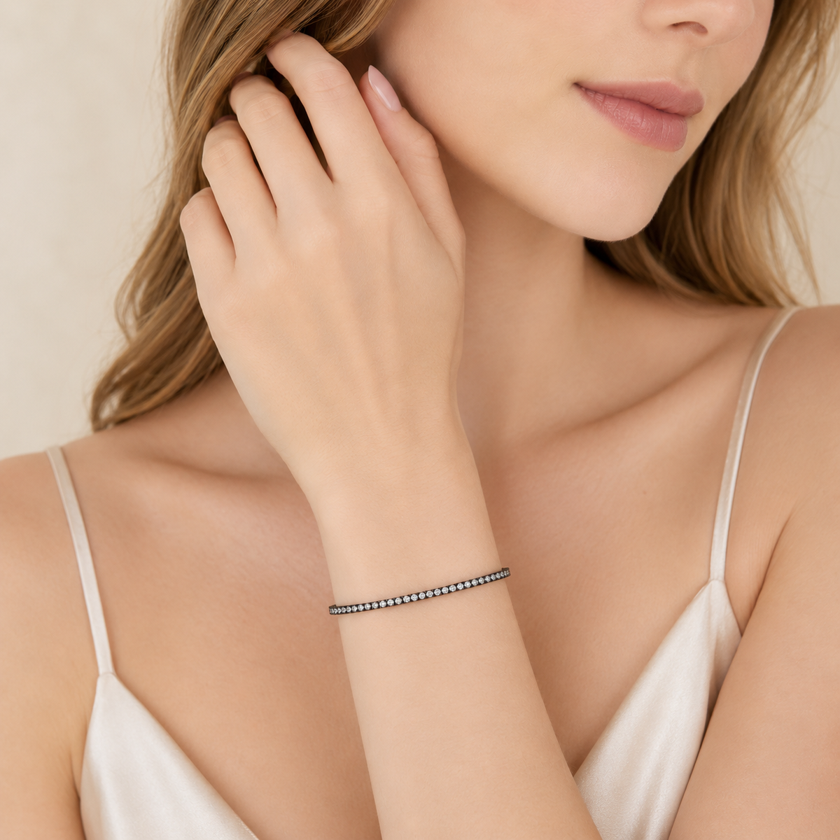 925 Sterling Silver Adjustable CZ Italian Lariat Bracelet - ECB00100