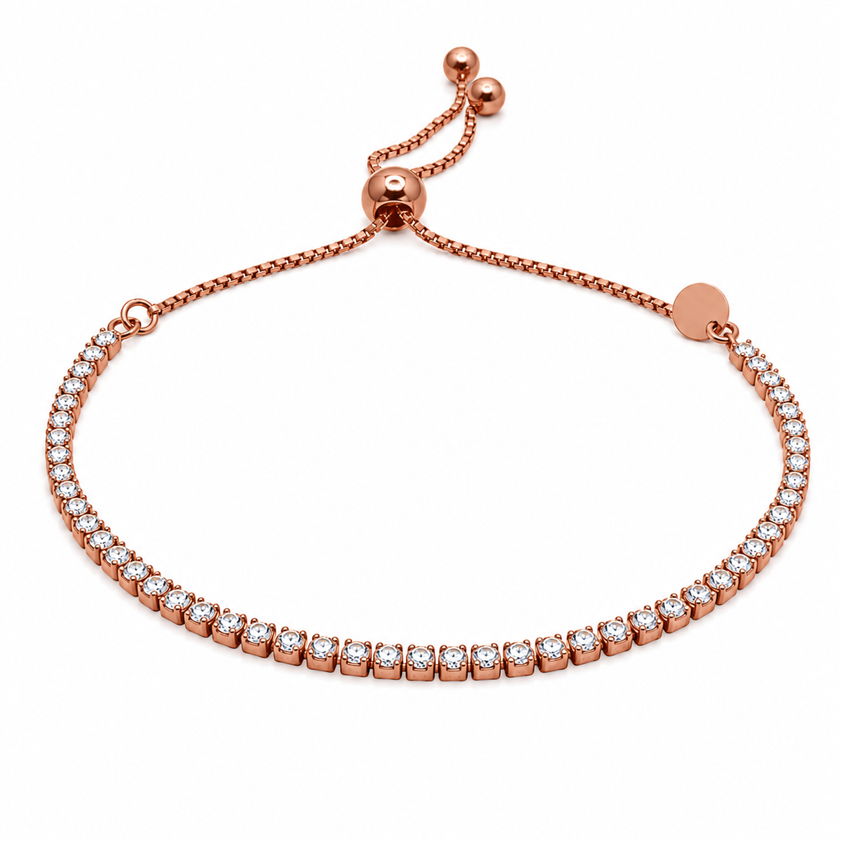 925 Sterling Silver Adjustable CZ Italian Lariat Bracelet - ECB00100