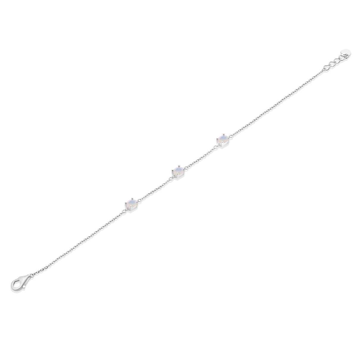 Rhodium Plated 925 Sterling Silver Multi Oval Opal Adjustable Bracelet - GMB00200