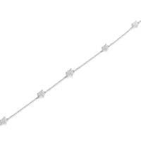 Rhodium Plated 925 Sterling Silver Multi Heart Opal Adjustable Bracelet  - GMB00202