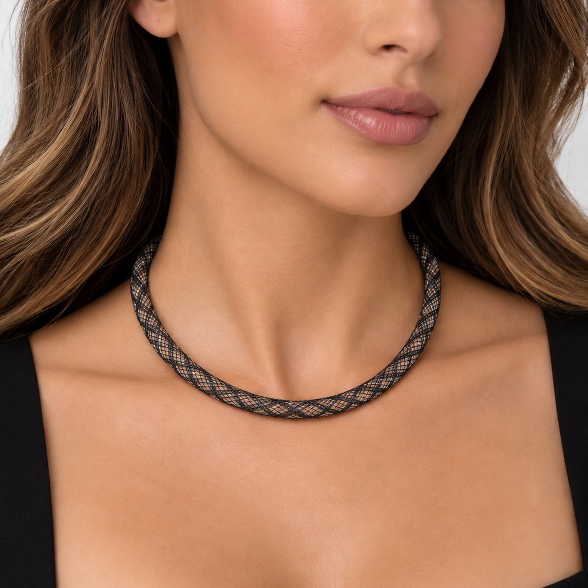 Final Price-Plated 925 Sterling SilverRound & Flat Italian Mesh Necklace - ITN00047