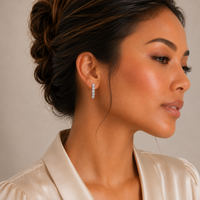 Rhodium Plated 925 Sterling Silver Lab Grown Diamond Hoop Earrings - LGME00018