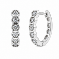 Rhodium Plated 925 Sterling Silver Lab Grown Diamond Hoop Earrings - LGME00018